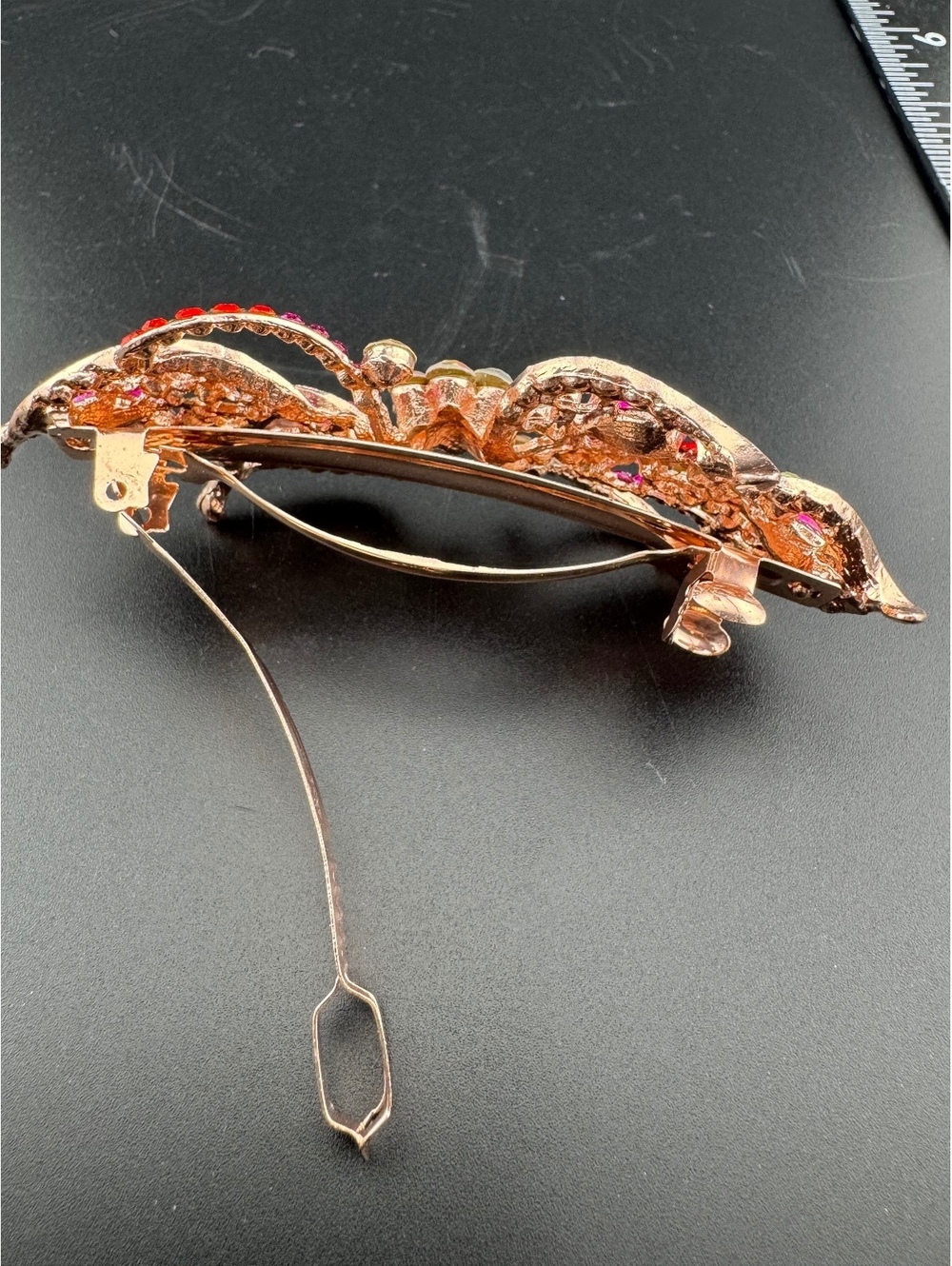Pave Crystal Rectangular Spring Barrette Rose Gold 🦩 - Picture 4 of 4
